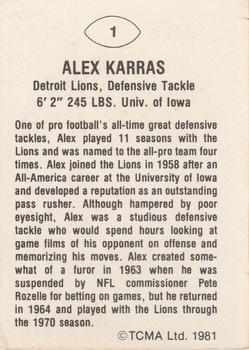 1981 TCMA Greats #1 Alex Karras Back