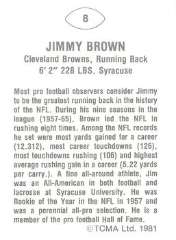 1981 TCMA Greats #8 Jim Brown Back