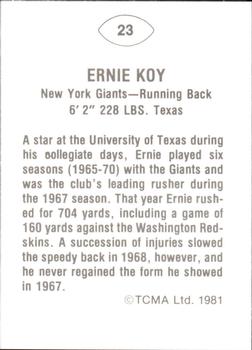 1981 TCMA Greats #23 Ernie Koy Back