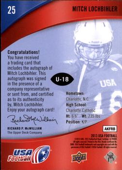 2013 Upper Deck USA Football - Autographs #25 Mitch Lochbihler Back