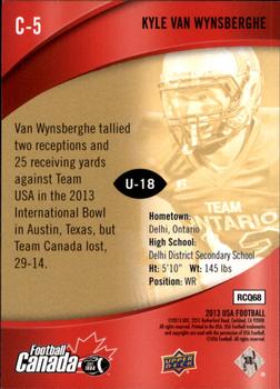 2013 Upper Deck USA Football - Team Canada #C-5 Kyle Van Wynsberghe Back