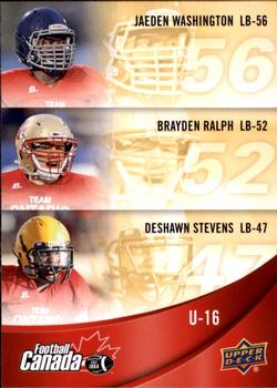 2013 Upper Deck USA Football - Team Canada #C-33 Brayden Ralph / Deshawn Stevens / Jaeden Washington Front
