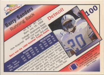 1991 Pacific - Prototypes #100 Barry Sanders Back