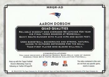 2013 Topps Museum Collection - Rookie Quad Relics Gold #MRQR-AD Aaron Dobson Back