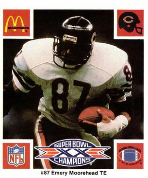 1986 McDonald's Chicago Bears #NNO Emery Moorehead Front