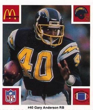1986 McDonald's San Diego Chargers #NNO Gary Anderson Front