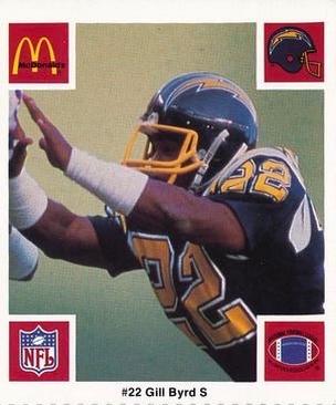 1986 McDonald's San Diego Chargers #NNO Gill Byrd Front