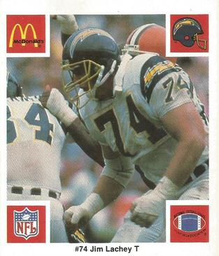 1986 McDonald's San Diego Chargers #NNO Jim Lachey Front