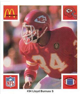 1986 McDonald's Kansas City Chiefs #NNO Lloyd Burruss Front