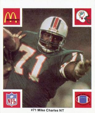 1986 McDonald's Miami Dolphins #NNO Mike Charles Front