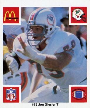 1986 McDonald's Miami Dolphins #NNO Jon Giesler Front