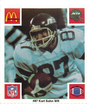 1986 McDonald's New York Jets #NNO Kurt Sohn Front