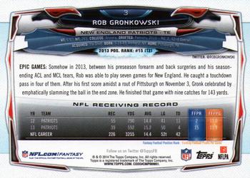 2014 Topps #3 Rob Gronkowski Back