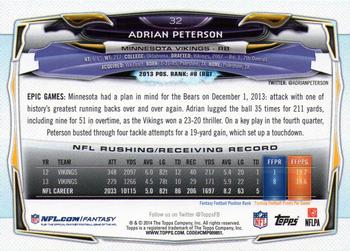 2014 Topps #32 Adrian Peterson Back