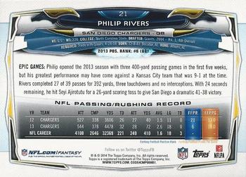 2014 Topps #21 Philip Rivers Back