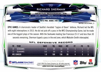 2014 Topps #22 Richard Sherman Back