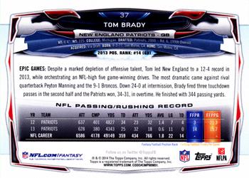 2014 Topps #37 Tom Brady Back