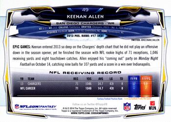 2014 Topps #49 Keenan Allen Back