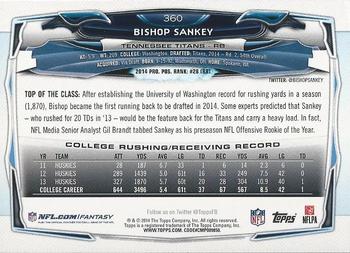 2014 Topps #360 Bishop Sankey Back
