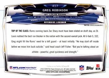 2014 Topps #417 Greg Robinson Back