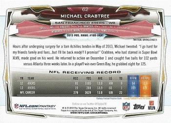 2014 Topps #62 Michael Crabtree Back