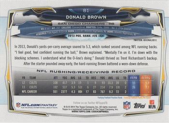 2014 Topps #81 Donald Brown Back