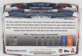 2014 Topps #113 Garrett Graham Back