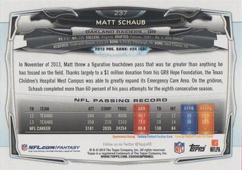 2014 Topps #237 Matt Schaub Back