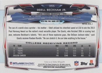 2014 Topps #355 Odell Beckham Jr. Back