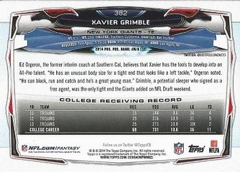 2014 Topps #382 Xavier Grimble Back