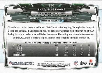 2014 Topps #396 Shaquelle Evans Back