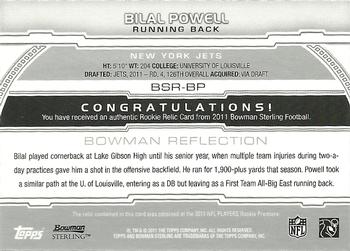 2011 Bowman Sterling - Relic #BSR-BP Bilal Powell Back