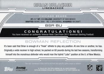 2011 Bowman Sterling - Relic #BSR-BU Brian Urlacher Back