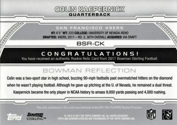 2011 Bowman Sterling - Relic #BSR-CK Colin Kaepernick Back