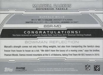 2011 Bowman Sterling - Relic #BSR-MD Marcell Dareus Back