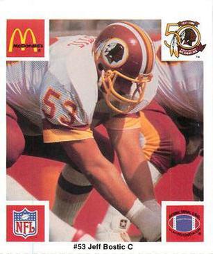 1986 McDonald's Washington Redskins #NNO Jeff Bostic Front