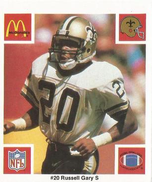 1986 McDonald's New Orleans Saints #NNO Russell Gary Front