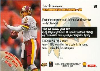 1996 Fleer Shell FACT #96 Heath Shuler Back