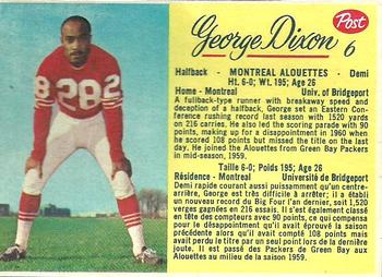 1963 Post Cereal CFL #6 George Dixon Front