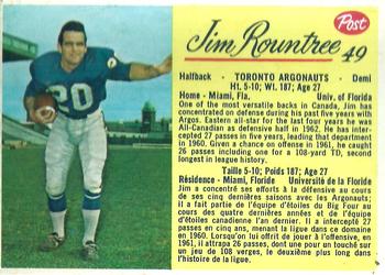 1963 Post Cereal CFL #49 Jim Rountree Front