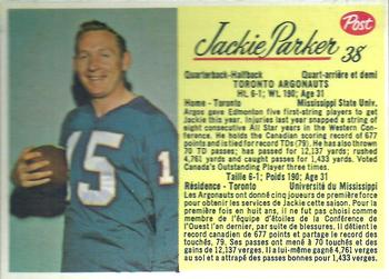 1963 Post Cereal CFL #38 Jackie Parker Front