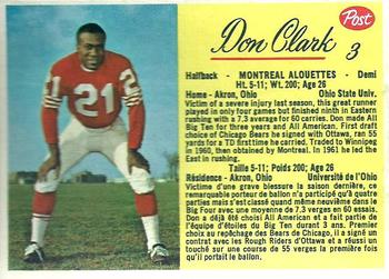 1963 Post Cereal CFL #3 Don Clark Front