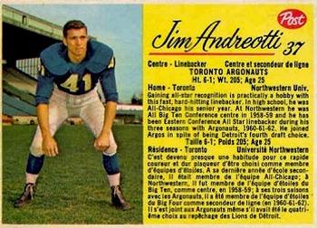 1963 Post Cereal CFL #37 Jim Andreotti Front