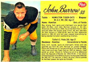 1963 Post Cereal CFL #55 John Barrow Front