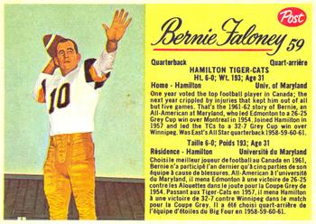 1963 Post Cereal CFL #59 Bernie Faloney Front