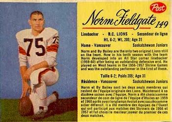 1963 Post Cereal CFL #149 Norm Fieldgate Front