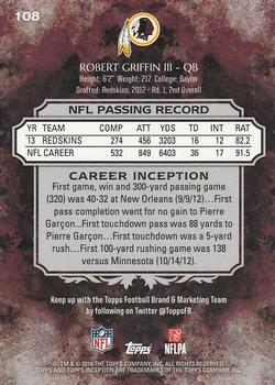 2014 Topps Inception #108 Robert Griffin III Back