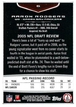 2009 Bowman Draft Picks #6 Aaron Rodgers Back