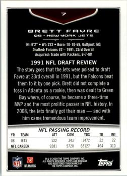 2009 Bowman Draft Picks #7 Brett Favre Back