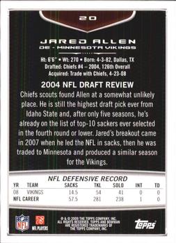 2009 Bowman Draft Picks #20 Jared Allen Back